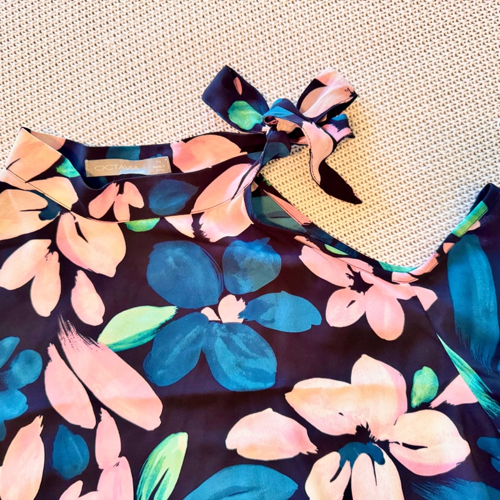 OCTAVIA Tie Neck Floral Blouse Women’s Top - Picture 7 of 14
